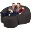 ULTIMATE SACK 6000 Bean Bag Chair W/Footstool: Giant Foam-Filled Furniture - Machine Washable Covers, Double Stitched Seams, Durable Inner Liner, And 100% Virgin Foam Footstool Incl. (Grey, Suede)