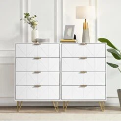 LOUVIXA Dresser For Bedroom, White Dresser, 4 Small Drawer Dresser With Metal Legs -Songmics Furniture Shop 41G4lCUNVzL. AC