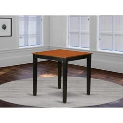 East West Furniture Room PBT-BLK-T Mid Century Modern Dining Table With Cherry Square Tabletop And 36 X 36 X 36-Black Finish, 36", Black & Cherry