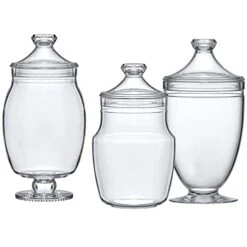 Amazing Abby - Keep - Acrylic Apothecary Jars (3-Piece Set), Plastic Jars With Lids, Bathroom Canisters, Vanity Organizers, Candy Buffet, Wedding Display, BPA-Free And Shatter-Proof -Songmics Furniture Shop 41G8rdlyFjL