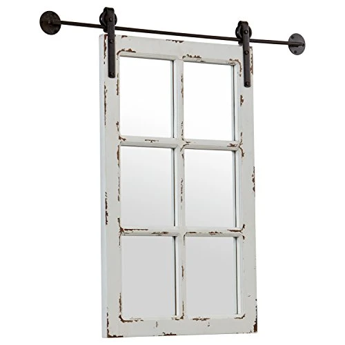 Amazon Brand – Stone & Beam Vintage-Look Rectangular Barn Farmhouse Frame White Window Wood Mirror, 32.75 Inch Height, White 2 Amazon Brand – Stone & Beam Vintage-Look Rectangular Barn Farmhouse Frame White Window Wood Mirror, 32.75 Inch Height, White - Image 2