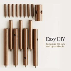 Pipishell Coat Rack, Wooden Coat Rack Stand With 3 Height Options And 8 Hooks, Sturdy Freestanding Coat Rack For Clothes/Bags/Hats, Coat Rack For Home/Office/Entryway/Hallway, PIWCR01, Brown -Songmics Furniture Shop 41GJWoRhzNL