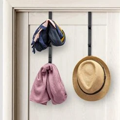 MyGift Black Metal Over The Door Hooks Heavy Duty Hanger For Hats, Coat, Scarf, And Purse, Door Hanging Rack With 5 Hooks, Set Of 2 -Songmics Furniture Shop 41GR2eZGxNL