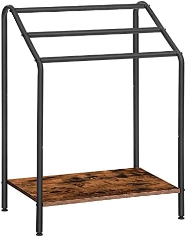 HOOBRO Freestanding Towel-Rack, 3 Tier Blanket Rack For Living Room, 23.6" L X 14.2" W X 33.9" H, Quilt Blanket Ladder Holder, Drying And Display Rack, Bathroom, Rustic Brown And Black BF63LB01 7 HOOBRO Freestanding Towel-Rack, 3 Tier Blanket Rack For Living Room, 23.6" L X 14.2" W X 33.9" H, Quilt Blanket Ladder Holder, Drying And Display Rack, Bathroom, Rustic Brown And Black BF63LB01 - Image 7