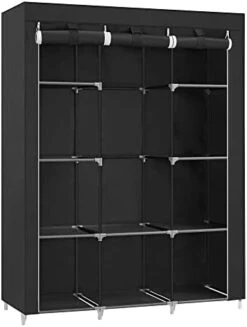 SONGMICS 51-Inch Portable Closet, Wardrobe Storage Organizer With 10 Shelves, Closet System With Hanging Rods And Cover, For Hanging Clothes, Quick And Easy Assembly, Black URYG93BK -Songmics Furniture Shop 41GYLKmKBaL. AC