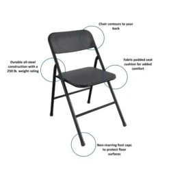 CoscoProducts COSCO Premium 5-Piece Table & Chair Dining Set, With 34" Vinyl Top Card Table And 4 Fabric Padded Seat & Back Folding Chairs, Black -Songmics Furniture Shop 41GbQFYcQNL