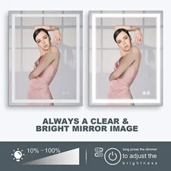 VENETIO Backlit LED Bathroom Mirror With Light And Anti Fog Design, 36x28 Inch Lighted Makeup Mirror, Large Wall Mounted Vanity Mirror For Housewarming Gift (Rectangle) 9 VENETIO Backlit LED Bathroom Mirror With Light And Anti Fog Design, 36x28 Inch Lighted Makeup Mirror, Large Wall Mounted Vanity Mirror For Housewarming Gift (Rectangle) -Songmics Furniture Shop 41GcwPhNnsS