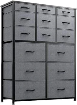 EnHomee 15 Drawers Dresser For Bedroom, Tall Dressers For Bedroom With Wood Top And Metal Frame, Large Bedroom Dressers & Chest Of Drawers For Bedroom, Closets, Nursery, Living Room, Rustic Brown -Songmics Furniture Shop 41Gj60PIGdL. AC