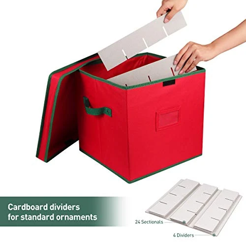 Cabilock Foldable Christmas Ornament Storage Box, Tear Proof 600D Oxford Fabric Handle Cube Lid Storage Container, Keeps 64 Holiday Ornaments, Xmas Baubles Decorations Accessories With Two Handles 4 Cabilock Foldable Christmas Ornament Storage Box, Tear Proof 600D Oxford Fabric Handle Cube Lid Storage Container, Keeps 64 Holiday Ornaments, Xmas Baubles Decorations Accessories With Two Handles - Image 4