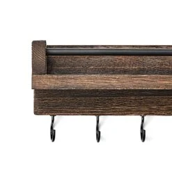Mkono Key Holder For Wall, 9.5" X 3.5" X 2.5" Small Rustic Wood Floating Shelf With 6 Hooks Decorative Display Key Hanger For Living Room, Entryway, Bedroom, Bathroom,Office, Home Decor -Songmics Furniture Shop 41Gu4sK9kdS