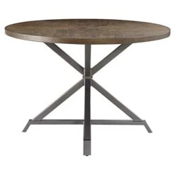 Homelegance Fideo 45" Round Industrial Style Dining Table, Pine,Brown
