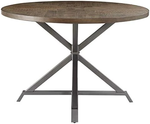 Homelegance Fideo 45" Round Industrial Style Dining Table, Pine,Brown 7 Homelegance Fideo 45" Round Industrial Style Dining Table, Pine,Brown - Image 7