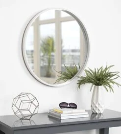 Kate And Laurel Travis Round Wood Wall Mirror, 25.6" Diameter, White, Modern Wall Décor Accent -Songmics Furniture Shop 41GxFucvExL