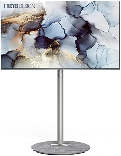 FITUEYES Design Swivel Corner Floor TV Stand For 32 37 43 50 55 60 65 Inch TV, Mid Century Modern White Corner TV Floor Stand With Marble Textured Glass Base & Concealed Storage, Master Series 9 FITUEYES Design Swivel Corner Floor TV Stand For 32 37 43 50 55 60 65 Inch TV, Mid Century Modern White Corner TV Floor Stand With Marble Textured Glass Base & Concealed Storage, Master Series - Image 9