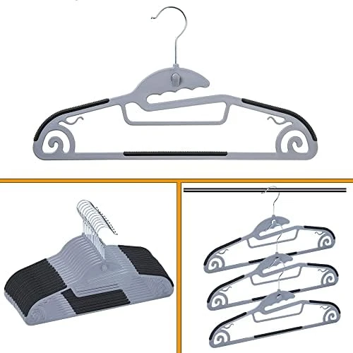 Cimlord 50PC Neck Saver Coat Hanger - Thin Space Saving Clothes Hangers With Non-Slip Rubber Pad, Closet Suit Hangers For Clothing, Pants, Jeans, Durable Plastic Gray Slim Hanger 9 Cimlord 50PC Neck Saver Coat Hanger - Thin Space Saving Clothes Hangers With Non-Slip Rubber Pad, Closet Suit Hangers For Clothing, Pants, Jeans, Durable Plastic Gray Slim Hanger - Image 9