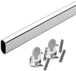 60" Oval Closet Rod With End Supports - Polished Chrome - 3 Sets -Songmics Furniture Shop 41H1R6zFeLL. AC