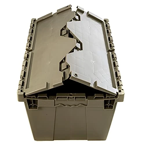 TEJAL 12 Gallon Commercial Flip Top Tote Storage Container (PACK OF 2) Industrial Plastic Storage Tote With Hinged Attached Lid (22.05 In. L X 15.40 In. W X 12.88 In. H) - Grey 4 TEJAL 12 Gallon Commercial Flip Top Tote Storage Container (PACK OF 2) Industrial Plastic Storage Tote With Hinged Attached Lid (22.05 In. L X 15.40 In. W X 12.88 In. H) - Grey - Image 4