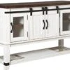 Signature Design By Ashley Valebeck Farmhouse -Dining Room Server Or Buffet, White & Brown