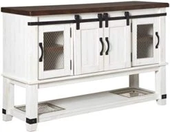 Signature Design By Ashley Valebeck Farmhouse -Dining Room Server Or Buffet, White & Brown -Songmics Furniture Shop 41H27kXmxfL. AC