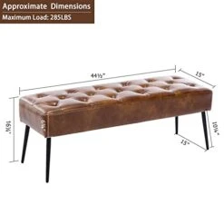 Duhome Button-Tufted Ottoman Bench, Upholstered Bedroom Benches Leather Footrest Stool Accent Bench For Entryway Dining Room Living Room Bedroom End Of Bed, Yellowish Brown -Songmics Furniture Shop 41H2IeyLVdL
