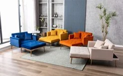 PHOYAL Velvet Chaise Lounges, Modern Tufted 2 In 1 Chaise Lounge Chair Indoor, Upholstered Sofa Recliner Lounge Chair With 3 Adjustable Angles,Convertible Sleeper Chair For Living Room Bedroom(Orange) -Songmics Furniture Shop 41H6kyU67cL