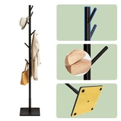 JOISCOPE Wooden Coat Rack Freestanding, Sturdy Coat Tree With 3 Adjustable Sizes, 8 Hooks And Easy To Assemble Coat Hanger For Coats, Hats, Scarves, Clothes And Handbags,Square(Black) 13 JOISCOPE Wooden Coat Rack Freestanding, Sturdy Coat Tree With 3 Adjustable Sizes, 8 Hooks And Easy To Assemble Coat Hanger For Coats, Hats, Scarves, Clothes And Handbags,Square(Black) -Songmics Furniture Shop 41H9oPNS46L
