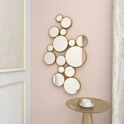 CosmoLiving By Cosmopolitan Metal Bubble Cluster Wall Mirror, 22" X 3" X 40", Gold 5 CosmoLiving By Cosmopolitan Metal Bubble Cluster Wall Mirror, 22" X 3" X 40", Gold -Songmics Furniture Shop 41HIQ47KSIL