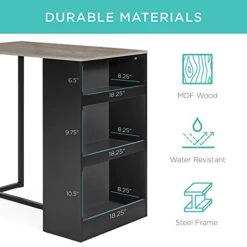 Best Choice Products 3-Piece 36in Wooden Counter Height Dining Table Set For Kitchen, Dining Room W/Storage Shelves, Metal Frame, 2 Barstools - Gray -Songmics Furniture Shop 41HItsgWuSS