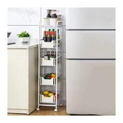 Free Standing Kitchen Storage Shelf Rack Kitchen Storage Cart Wrought Iron Narrow Slot Rack With Wheel Floor Narrow Slot Rack Household Corner Drawer Storage Rack Kitchen Storage Kitchen Bakers Rack M