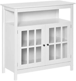 HOMCOM Sideboard Buffet Cabinet, Kitchen Cabinet With Open Shelf, Glass Doors And Adjustable Shelf, Accent Cabinet For Living Room, Cherry -Songmics Furniture Shop 41HKgzMbnhL. AC