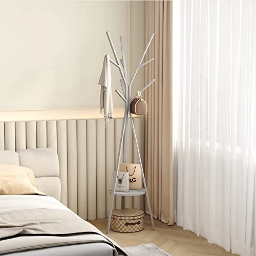 Coat Rack Hat Stand Free Standing Display Hall Tree Metal Hat Hanger Garment Storage Holder With 9 Hooks For Clothes Hats And Scarves In Black,17.72"Wx17.72"Dx70.87"H (Grey) 4 Coat Rack Hat Stand Free Standing Display Hall Tree Metal Hat Hanger Garment Storage Holder With 9 Hooks For Clothes Hats And Scarves In Black,17.72"Wx17.72"Dx70.87"H (Grey) - Image 4