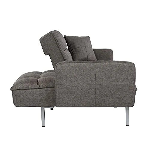 Casa Andrea Milano Llc Modern Plush Tufted Linen Fabric Splitback Living Room Sleeper Futon, Small, Dark Grey 4 Casa Andrea Milano Llc Modern Plush Tufted Linen Fabric Splitback Living Room Sleeper Futon, Small, Dark Grey - Image 4