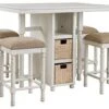 Signature Design By Ashley Robbinsdale RECT DRM Counter TBL Set(5/CN), 45"W X 32"D X 36"H, Whitewash