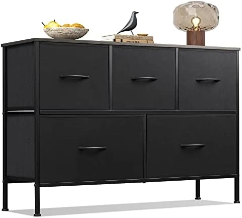 WLIVE Dresser For Bedroom With 5 Drawers, Wide Chest Of Drawers, Fabric Dresser, Storage Organizer Unit With Fabric Bins For Closet, Living Room, Hallway, Nursery, Dark Grey 5 WLIVE Dresser For Bedroom With 5 Drawers, Wide Chest Of Drawers, Fabric Dresser, Storage Organizer Unit With Fabric Bins For Closet, Living Room, Hallway, Nursery, Dark Grey - Image 5