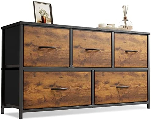 Cubiker Dresser Storage Organizer, 5 Drawer Dresser Tower Unit For Bedroom Hallway Entryway Closets, Small Dresser Clothes Storage With Wide Sturdy Steel Frame Wood Top, Black Grey 9 Cubiker Dresser Storage Organizer, 5 Drawer Dresser Tower Unit For Bedroom Hallway Entryway Closets, Small Dresser Clothes Storage With Wide Sturdy Steel Frame Wood Top, Black Grey - Image 9