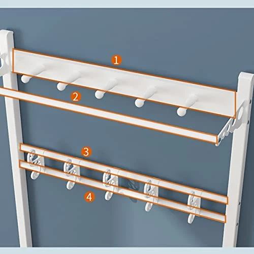 OTBK Coat Rack Shoe Bench 3-in-1 Hall Tree With Metal Frame And Removable Hooks For Entryway, Hallway (Color : Black Gray, Size : 80cm) 4 OTBK Coat Rack Shoe Bench 3-in-1 Hall Tree With Metal Frame And Removable Hooks For Entryway, Hallway (Color : Black Gray, Size : 80cm) - Image 4