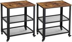 YMYNY Serving Cart, Vintage Kitchen Bar Cart On Wheels, 3-Tier Microwave Heavy Duty Storage Shelves, Baker's Rack With Metal Frame, Extra Counter Space, Easy To Assemble, Rustic Brown, UHTMJ011H -Songmics Furniture Shop 41HcHirO8BL. AC