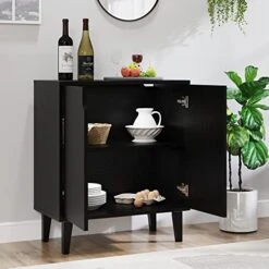 Panana 2 Door Kitchen Buffet Storage Cabinet Accent Console Table For Kitchen Dining Living Room Hallway Office (Black) 10 Panana 2 Door Kitchen Buffet Storage Cabinet Accent Console Table For Kitchen Dining Living Room Hallway Office (Black) -Songmics Furniture Shop 41Hj9Jdgu4L
