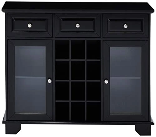 Kings Brand Furniture Buffet Server Sideboard Cabinet With Wine Storage, Black 1 Kings Brand Furniture Buffet Server Sideboard Cabinet With Wine Storage, Black