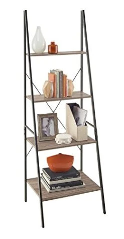 ClosetMaid 1316 4-Tier Wood Ladder Shelf Bookcase, Gray