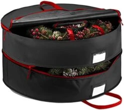 ZOBER Christmas Wreath Storage Container - 24 Inch Wreath Box, Garland Storage - 2 Zippers, Durable Handles - Holiday And Seasonal Wreath Storage Boxes - 2 Pack (Gray) -Songmics Furniture Shop 41Hr59N1ZCL. AC 2