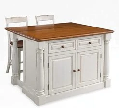 Homestyles Monarch Kitchen Island Set, With 2 Stools, Off-White -Songmics Furniture Shop 41HxPAbu8eL. AC