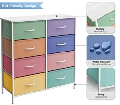 Sorbus Kids Dresser With 8 Drawers - Furniture Storage Chest Tower Unit For Bedroom, Hallway, Closet, Office Organization - Steel Frame, Wood Top, Tie-dye Fabric Bins (Pastel 2) -Songmics Furniture Shop 41HzjQlPz4L