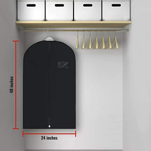 PLX 40" Black Garment Bags Suit Bag For Travel & Clothing Storage Of Dresses, Shirts, Fur Coats, Jackets & Dance Costumes - Hanging Suit Cover For Men & Women Closet Storage Garment Protector 4 PLX 40" Black Garment Bags Suit Bag For Travel & Clothing Storage Of Dresses, Shirts, Fur Coats, Jackets & Dance Costumes - Hanging Suit Cover For Men & Women Closet Storage Garment Protector - Image 4