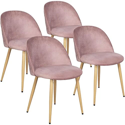 Yaheetech Dining Chairs Kitchen Chairs Living Room Chairs Vanity Chairs Upholstered Side Chairs Makeup Chairs With Soft Velvet Seat Backrest And Wooden Style Metal Legs Set Of 4, Pink 1 Yaheetech Dining Chairs Kitchen Chairs Living Room Chairs Vanity Chairs Upholstered Side Chairs Makeup Chairs With Soft Velvet Seat Backrest And Wooden Style Metal Legs Set Of 4, Pink