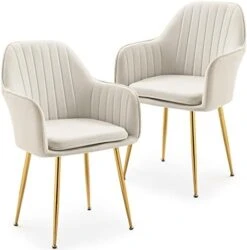 AVAWING Modern Living Dining Room Accent Arm Chairs Set Of 4, Velvet Mid-Century Upholstered Seat Club Guest With Golden Legs, Grey 22 AVAWING Modern Living Dining Room Accent Arm Chairs Set Of 4, Velvet Mid-Century Upholstered Seat Club Guest With Golden Legs, Grey -Songmics Furniture Shop 41I1ixSt1nL. AC