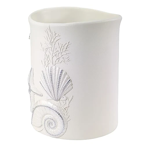 Avanti Linens - Wastebasket, Decorative Trash Can, Seashell Inspired Bathroom Accessories (Sequin Shells Collection) 2 Avanti Linens - Wastebasket, Decorative Trash Can, Seashell Inspired Bathroom Accessories (Sequin Shells Collection) - Image 2