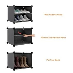 VIPZONE 20-Pair Shoe Rack, DIY Shoe Storage Shelf Organizer, Plastic Shoe Organizer For Entryway, Narrow Shoe Cabinet With Doors Grey -Songmics Furniture Shop 41ICpWwkW5L