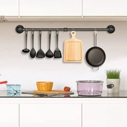 Yawinhe Industrial Pipe Clothes Rack,38in Heavy-Duty Wall Mounted Hanger Rod,Space Saving Wall Mounted Hanger,Multi-Purpose Hanger Rod For Laundry, Living Room And Closet, Black,1 Pack -Songmics Furniture Shop 41IERJjkYwL