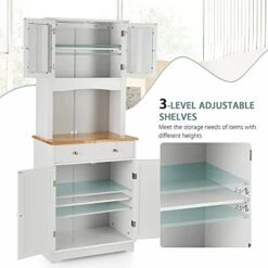 Giantex Kitchen Pantry, 67" Buffet Hutch Cabinet With 2 Storage Cabinets And Drawers, Wood Sideboard Cupboard With Countertop & Cable Hole, Freestanding Microwave Stand With Storage, White 11 Giantex Kitchen Pantry, 67" Buffet Hutch Cabinet With 2 Storage Cabinets And Drawers, Wood Sideboard Cupboard With Countertop & Cable Hole, Freestanding Microwave Stand With Storage, White -Songmics Furniture Shop 41IHtsSxxnL